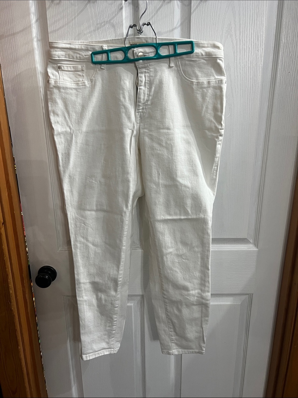 Warp + Weft White Ankle Crop Slim Jeans